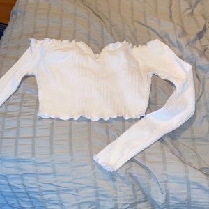 Long sleeve off the shoulder crop top